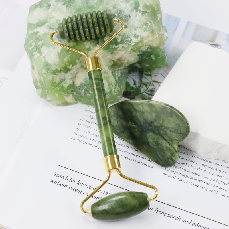 Jade Roller Stone - Conjunto de Rolo de Jade e